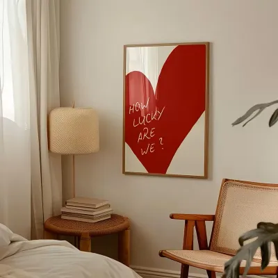 Motivational Quotes Poster Wall Art Print Retro Red Heart Design Canvas Bedroom Living Room Valentines Day Gift Home Decoration Picture Canvas printing printing canvas mural wall decoration