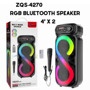 ZQS-4270 Pembesar Suara Karaoke Bluetooth Tanpa Wayar Mudah Alih / Bass Hebat / Lampu RGB / Radio FM / AUX / Slot TF / Pemacu USB