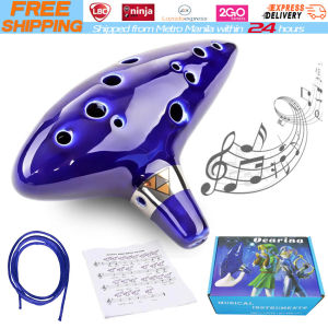 【Local Warehouse】12 Holes Kiln-fired Ceramic Alto C Legend of Ocarina Flute of Time Ceramic HSQ-Ocarina-Flute