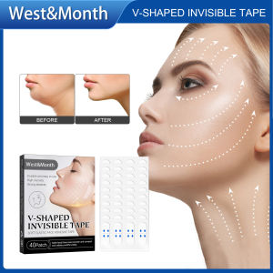West Month V-Shaped Invisible Tape Face lift V-Shape Invisible Tape Thin Face Stickers Face Lift Tape Eye Chin Neck Lift Makeup Face lifting Tools Neck Eye Double Chin Lift V Shape Refill Tapes Thin Makeup Facelifting Patch Adhesives Ban（40pcs）