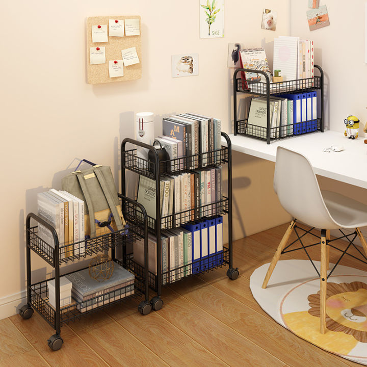 Rotating Small Bookshelf Floor Storage Rack Movable Book Storage Desk ...