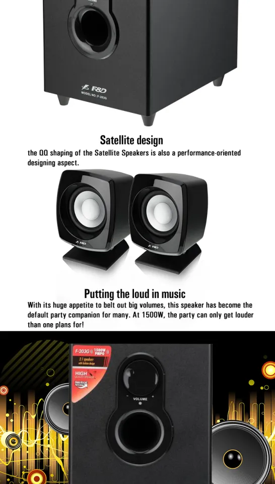 F&d 203g 2.1 speaker sales 1500w