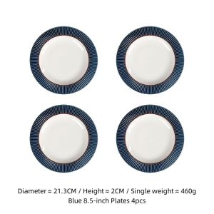 OMK 4PCS Set American style Stoneware Dinnerware Set Dinner Plate Bowl Coffee Cup Mug Home Ceramic Tableware
