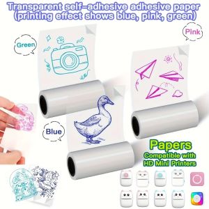 KDAKY0490 Adhesive Backing Thermal Printing Paper Transparent Glossy Finish Clear Label Paper  Roll Format Adhesive Label Roll For Mini Printers