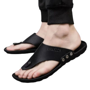 Sandal Japit Kulit COD Gratis Ongkir Pria B02 Santai Jepit Nyaman Kekinian Brozzy