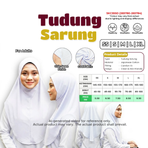 Adult Tudung Sarung | Japanese Cotton Instant Hijab | Soft Breathable & Comfortable