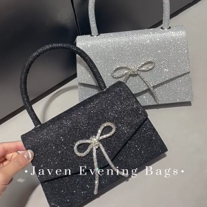 Womens Chain Strap Crossbody Bag Elegant Evening Bag Glittering Handbag Bows Banquet Bag Purse Shoulder Bag for Party