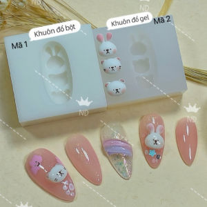 Khuôn mini thỏ gấu mèo siêu nhỏ làm charm (loại ôm phom móng )