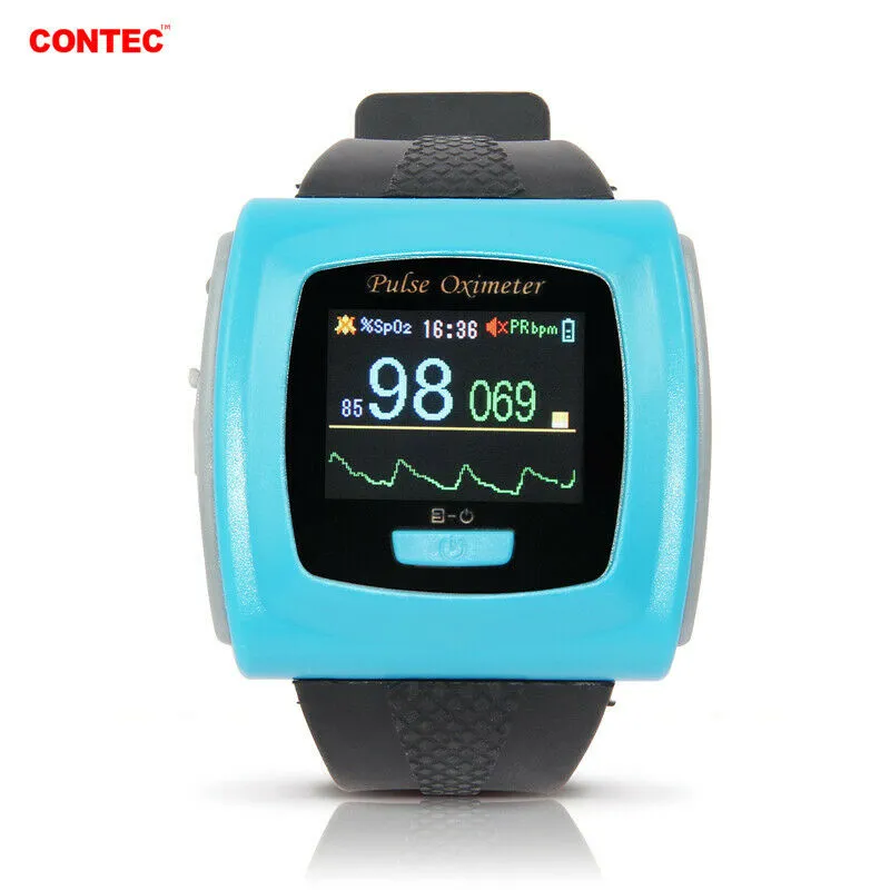 CONTECMED CMS50FW Bluetooth Wrist Finger Pulse Oximeter Blood Oxygen  Saturation Heart Rate Measuring SpO2 Monitor 24 Hours Recorder Sleep Study  Free