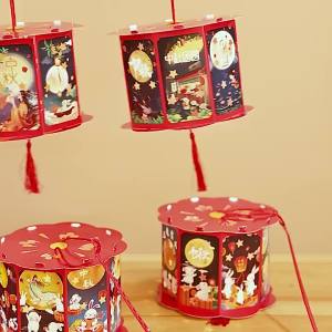 Mid-Autumn Festival Handmade Lantern Making diy Materials for childrens kindergarten: portable light-up Mid-Autumn Festival revolving lantern paper lanterns