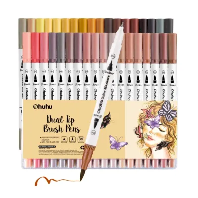 Ohuhu Art Markers Dual Tips Line Marker Set WaterColor Pen Coloring Water Color Brush Fineliner Painting Drawing School Supplies2026
