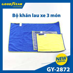 Bộ 3 Khăn Lau Xe GOODYEAR GY-2872 Chuyên Dụng - Màu Xanh Dương/Vàng