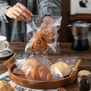 100 PCS 15x18CM Plastic Cookie Donut Bread Pastry Bag Disposable Food Packaging Resealable Gift Bag