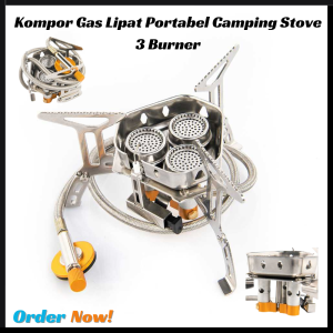 TERLARIS KIRIM CEPAT COD TaffSPORT Kompor Gas Lipat Portabel Camping Stove 3 Burner / bergaransi multifungsi serbguna listrik semawar murah mini estetik / alat camping pramuka masak outdoor lengkap full set