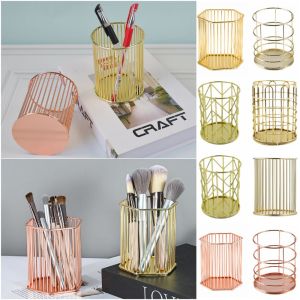 MAKERVY Multicolor Pen Holder Iron Multi-functional Pen Container Exquisite Electroplating Storage Basket Office