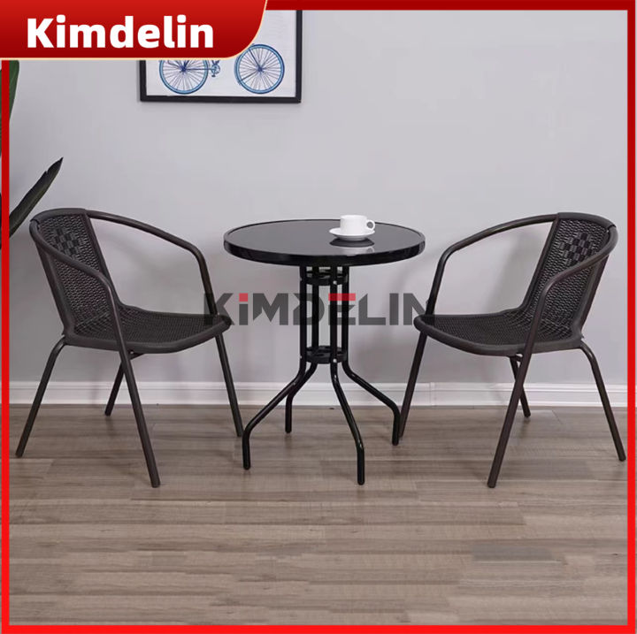 KIMDELIN Outdoor Furniture Garden Set Chairs and Table For Balcony  Patio Terrace
