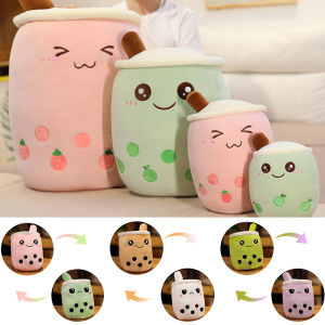Reversible Milk Tea Plush Doll Double Sided Reversible Stuffed Doll with Facial Double Sided Reversible soft toys pillow Cute Toy for Kids Girl Boy Milk Tea stuffed toy bantal peluk comel bantal boba murah boba doll