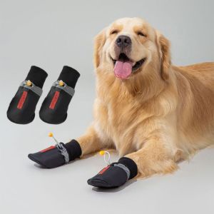ER52858 4pcs/set นุ่มนุ่มๆ ที่คลุมเท้าสุนัขขนาดใหญ่ ระบายอากาศได้ระบายอากาศ กันลื่น รองเท้าสำหรับสุนัข รองเท้าสูงสำหรับสัตว์เลี้ยง ปรับได้ปรับได้ รองเท้ากันลื่นสำหรับสุนัข สำหรับสี่ฤดู