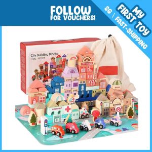 115 PCS Wooden City Building Blocks Set | Traffic City Stacking Puzzle Toy | STEM Construction Learning Toy for Toddlers 3+ Years | Birthday Gift for Kids