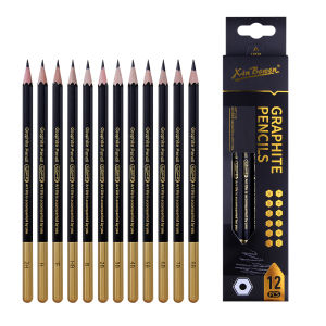 Professional Charcoal Pencils Set - 12Pcs Sketch Black Pencils for Drawing Sketching Shading Blending Writing 4mm Graphite Core Pencils for Students Beginners & Artist