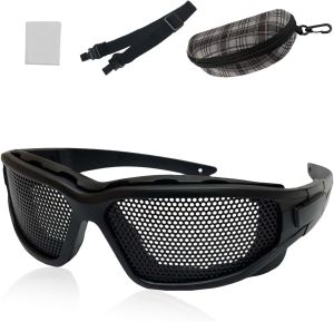 Wire Mesh Safety Goggles Anti-Fog Impact Resistant Glasses for Woodworking Cycling Shooting and Outdoor Work