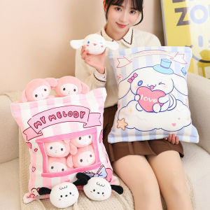 JOJO CASTLE Sanrio A Bag of Cinnamoroll Kuromi My Melody Pochacco Plush Toy Creative Japanese Style 6pcs Doll in a Bag Plushies Home Decor Gifts Girl Children