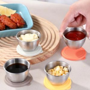 304 Stainless Steel Seasoning Box / Leak-proof Sauce Container with Lid / Sealed Salad Dressing Cup /Dipping Sauce Bowl