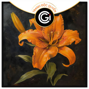 Tranh sơn dầu hoa loa kèn vàngTranh treo tường dán tường phong thủy tình yêu và phú quý.CGI-937