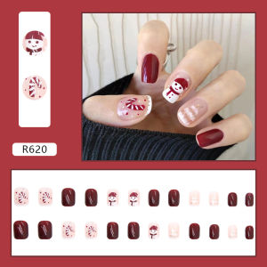 SG 24PCS Christmas and CYN Press-On Nails Short Length Reusable Decorative
