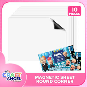 Magnet ATM Size ROUND CORNER 10pcs Magnetic Sheet with Sticker Adhesive and Non-Adhesive White/Black for DIY Photo Booth