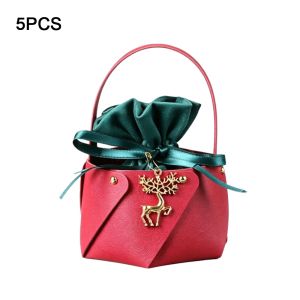 MUNCHX Vải flannel Túi quà Giáng sinh Chất liệu nhung Thiết kế Đỏ Xanh Túi kẹo Di động Túi cầm tay Túi xách quai da Tiệc Giáng Sinh