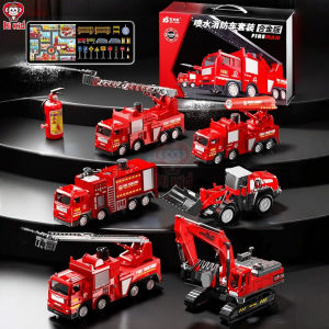 [SG Seller]SG Local Alloy Diecast Fire Truck Ladder Excavator Toy Car Set Pull Back Vehicle Toys for Boys Birthday Gift
