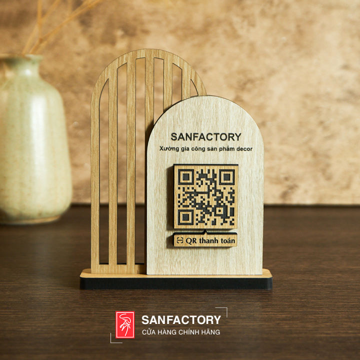 Bảng gỗ để bàn quét mã QR Code thay đổi nội theo yêu cầu | Lazada.vn