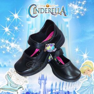 SCPPLaza รองเท้านักเรียนหญิง หนังดำ ตัวล็อค Gerry Gang PC25818 Cinderella เจ้าหญิงซินเดอเรลล่า ตัวล็อคสุดน่ารัก ลิขสิทธิ์แท้ 100% ขนาดเบอร์ 29-34