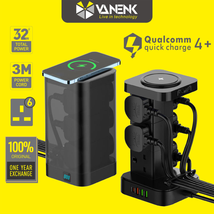 VANENIK Vertical Power Strip Extension Socket Tower with USB C PD30W