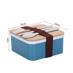 Mainland Tempat Makan Kotak Makan Lunch Box free Sendok Gratis/Anti Bocor Tempat Bekal Kayu Imitasi Besar Bento Box BPA Free HMB102