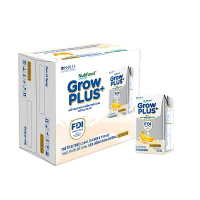 Thùng 24 Hộp Sữa Bột Pha Sẵn GrowPLUS+ Vị Chuối Phát Triển Chiều Cao Tăng Cân Cho Bé 1+ - Bibo Mart
