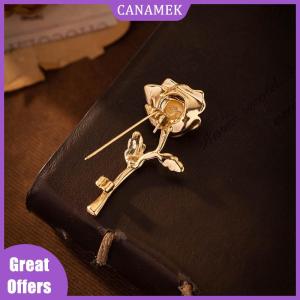 CANAMEK✨ Luxury High-End Gold-Tone Rose Flower Brooch Pin For Women & Men - Elegant Suit Coat Badge Fashion Jewelry Lapel Accessory