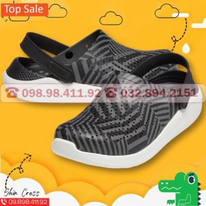 Giày Dép Cross Quai Ngang Bít Đầu Catbon Đen Viền Rằn Ri Giày Nhiều Size Từ 35 Đến 45. Đế Răng Cưa Chống Trơn Trượt Màu Trắng