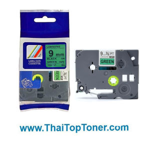 เทปพิมพ์อักษร Brother TZE-721 (เทียบเท่า) 9mm อักษรดำพื้นเขียว
