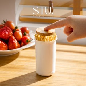 SIU. Premium - Togi Push Toothpick Dispenser - Tempat Penyimpanan Tusuk Gigi Cottonbud Dispenser Anti Debu Astetik