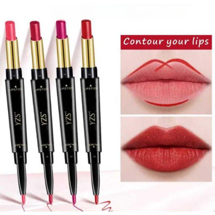 2 in 1 Double Head Lipstick Lip Liner Pencil Waterproof Long Non ...