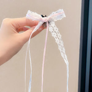 🔥🔥Roman Holiday Lace Bow Hair Claw Clip Small Fresh Ribbon Bangs Clip Sweet Double Ponytail Hair Accessories