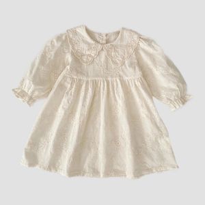 2026 New Spring Baby Girl Embroidery Dress Long Sleeved Cotton Flower 2-6Y Print Kid Dresses Children Sweet Cute Party Clothes2026