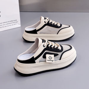 [Free Shipping] Summer Breathable Mesh WomenS Shoes 2026 New Style Versatile Casual Half-Slipper Sandals Platform Shoes Thick-Soled Slippers Q5635