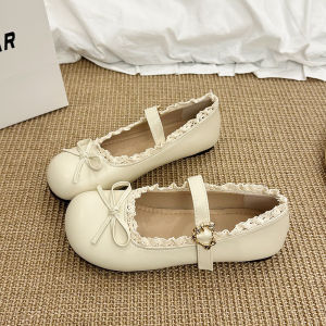 Round-Toe Retro Bow Flat Leather Shoes For Women 2026 New Spring And Autumn Black Soft-Soled Single Shoes