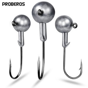 PROBEROS 10pcs Jig Fishing Hook 1-20g Sharp Jigging Hooks for Soft Plastic Warm Hook Bass Fishing Tackle Jig Head 5g Accessories JIG020