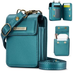 Crossbody Phone Bag for Samsung Z Flip 6 5 4 Motorola Leather Mini Phone Wallet for Apple/Samsung Eearphone Shockproof Cover