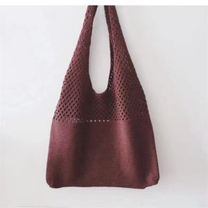 Knitted Tote Bag / Tas Korea Rajut Besar Pantai / Tas Wanita Solid Casual Bag / Tas Kasual Casual
