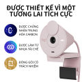 Webcam Full HD Logitech Brio 300 Màn che ống kính, Micrô giảm tiếng ồn, USB-C, được chứng nhận cho Zoom, Microsoft Teams, Google Meet, tự động điều chỉnh Ánh sáng. 